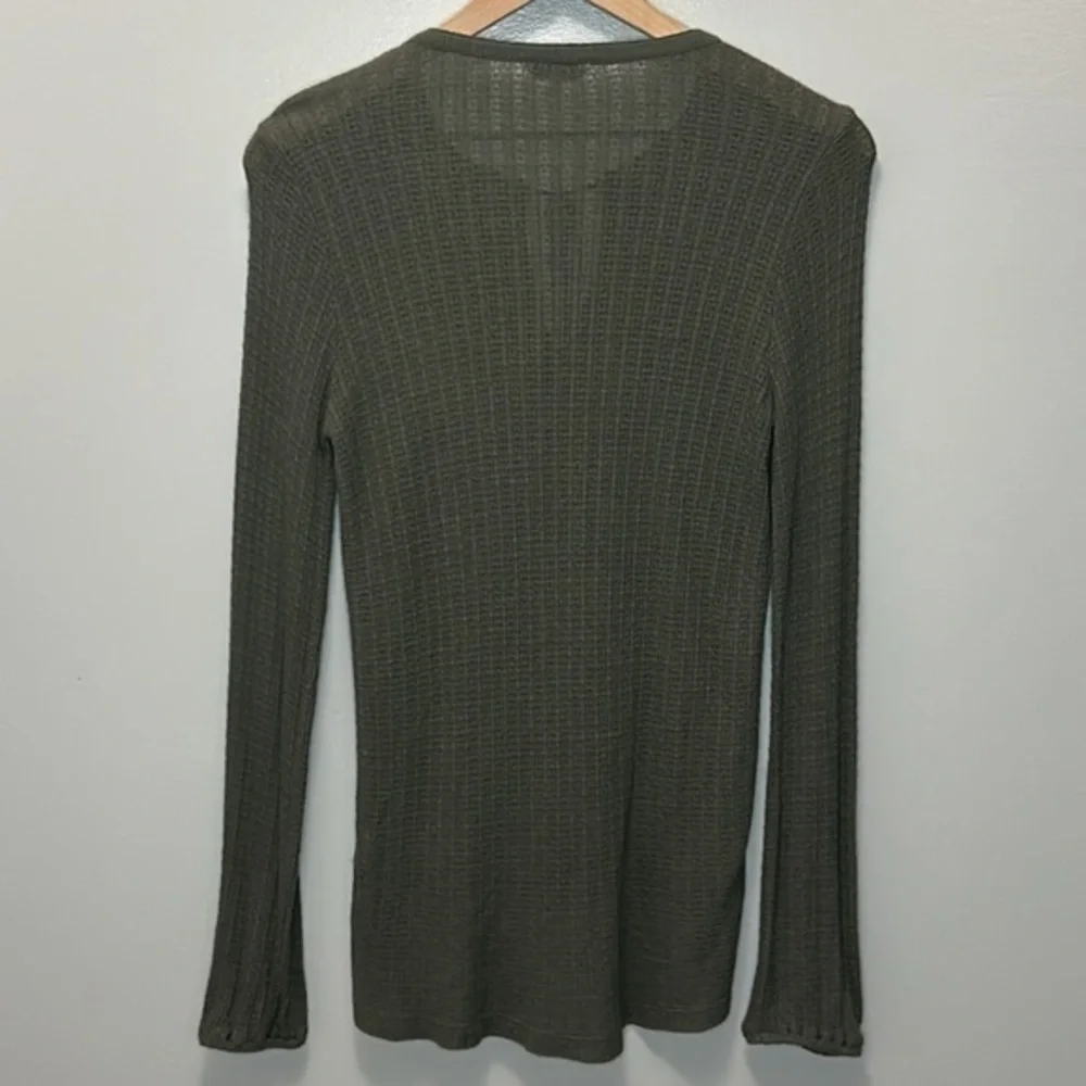 Lucky Brand Drop Needle Top- Dark Aloe-Linen Blend- Women's Small - Picture 3 of 16